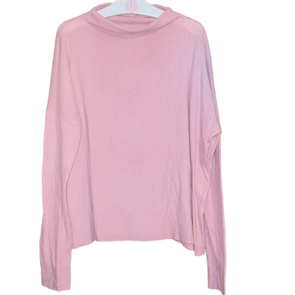 •LUCKY BRAND•PINK MOCK NECK RIBBED LONG SLEEVE TOP SIZE MEDIUM EUC - Picture 1 of 5